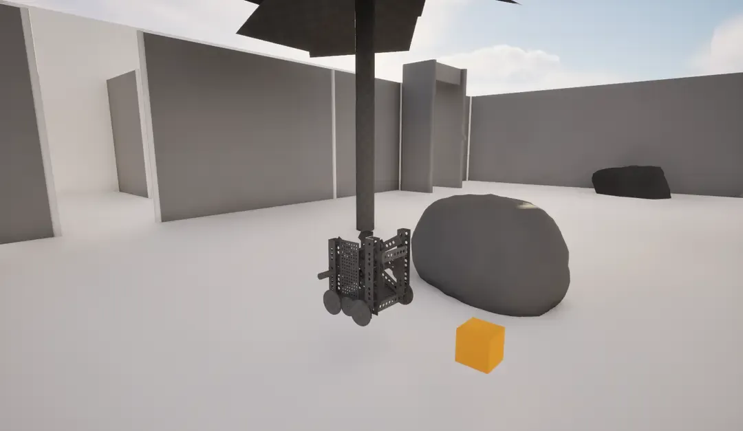 3D Robot Next to a Cube